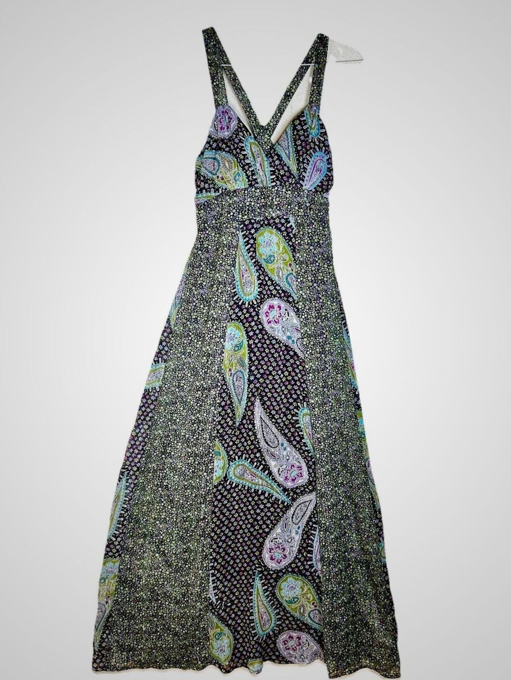 Y2K 2000’s ruby rox Bohemian ditxy floral dopamine Patchwork Maxi Dress Sz Xs